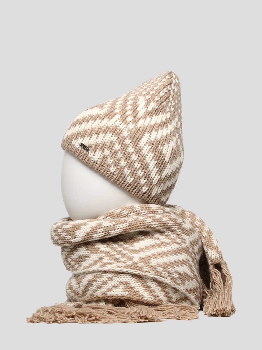 MT0006-08-K Комплект (шапка, шарф) женский бежевый+50% шерсть, 40% акрил, 10% альпака