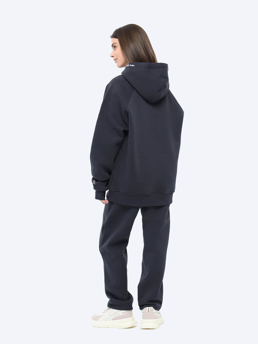 EF8502-25 Комплект (джемпер с капюшоном+брюки) женский графитовый+70% хлопок, 30% полиэстер