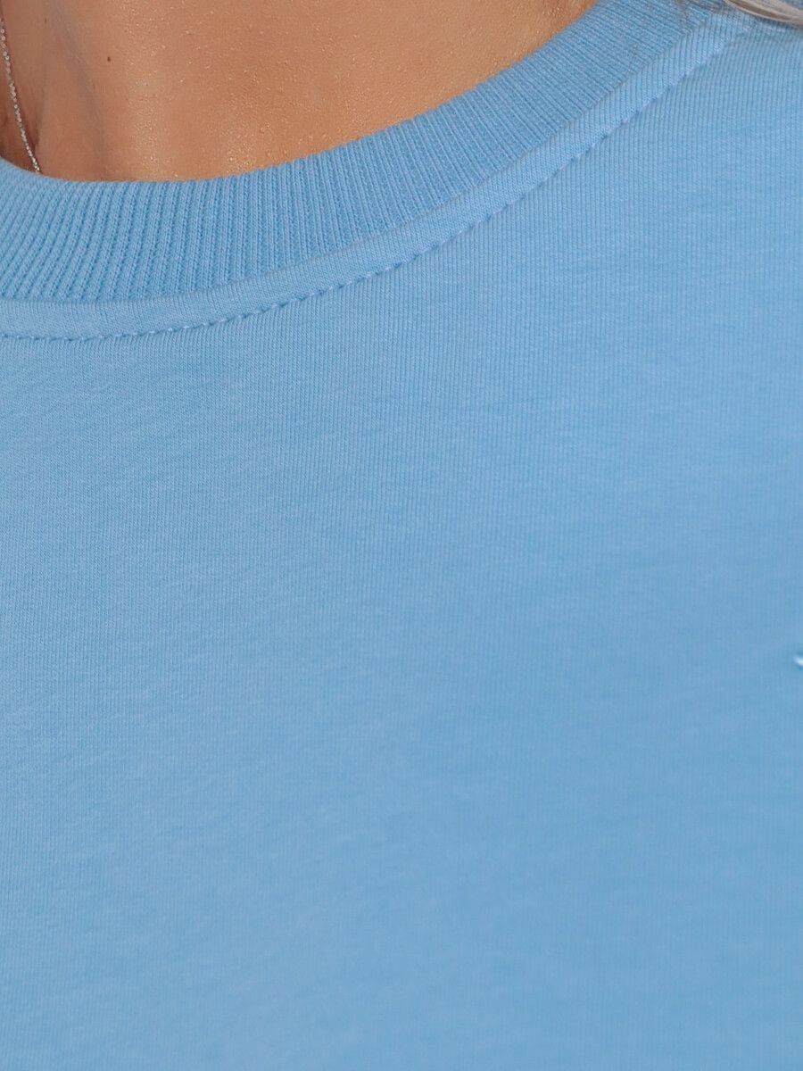 SP888-12 Костюм спортивный (футболка+шорты) женский голубой+95% хлопок, 5% эластан