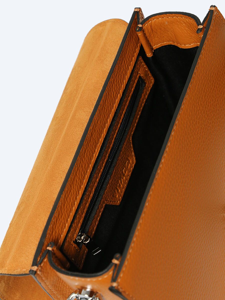 DB0205-12 Сумка женский оранжевый+натуральная кожа/натуральный велюр