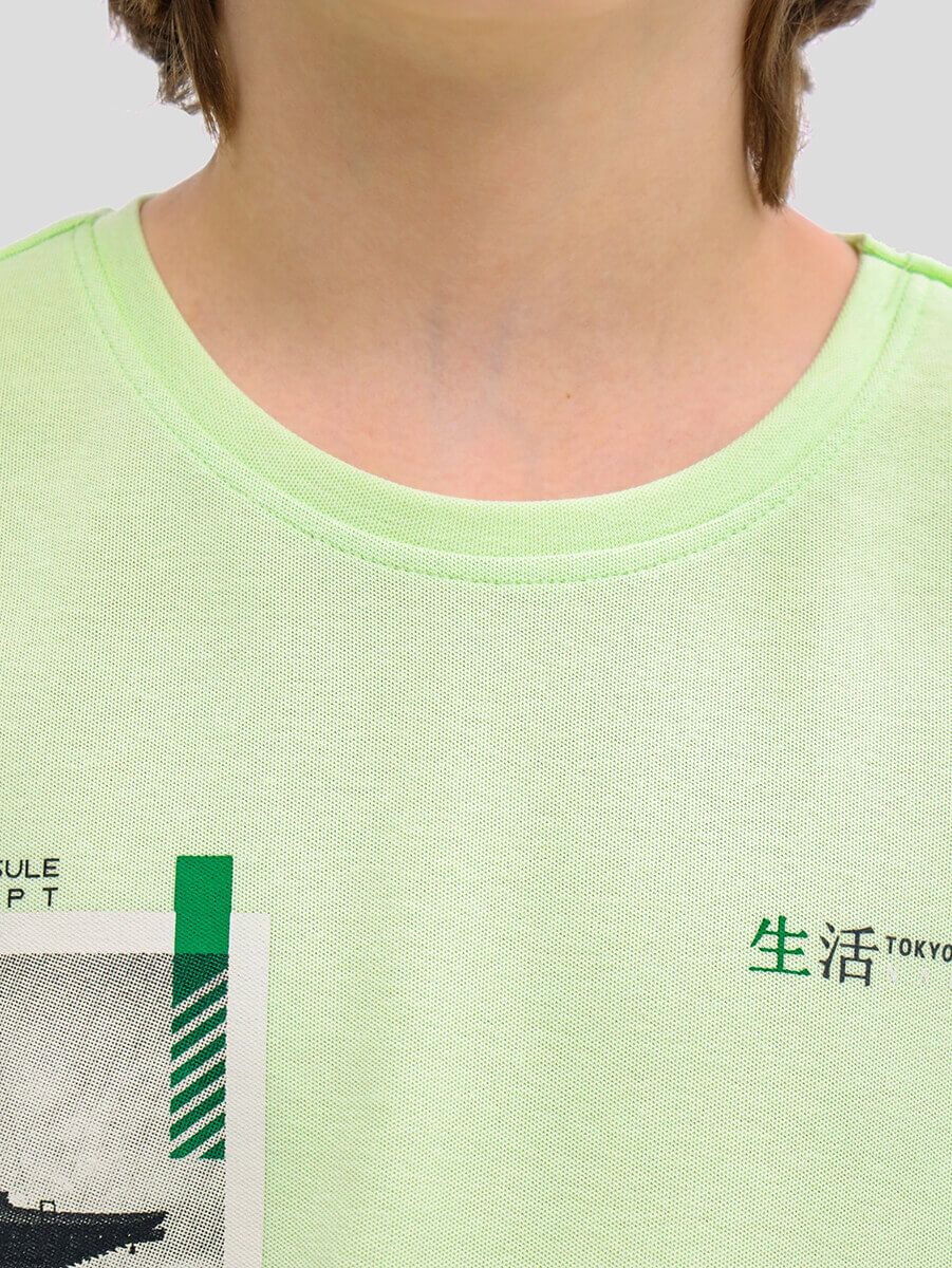 TO10926-06 Комплект спортивный (футболка+шорты) для мальчиков зеленый+80% хлопок, 20% полиэстер