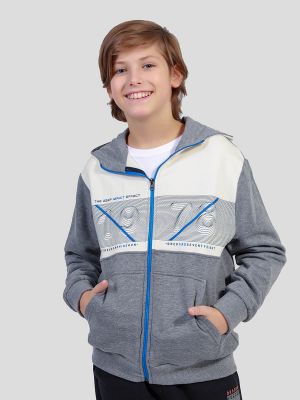 DS6475-07 Куртка спортивная для мальчиков серый+88% хлопок, 12% полиэстер