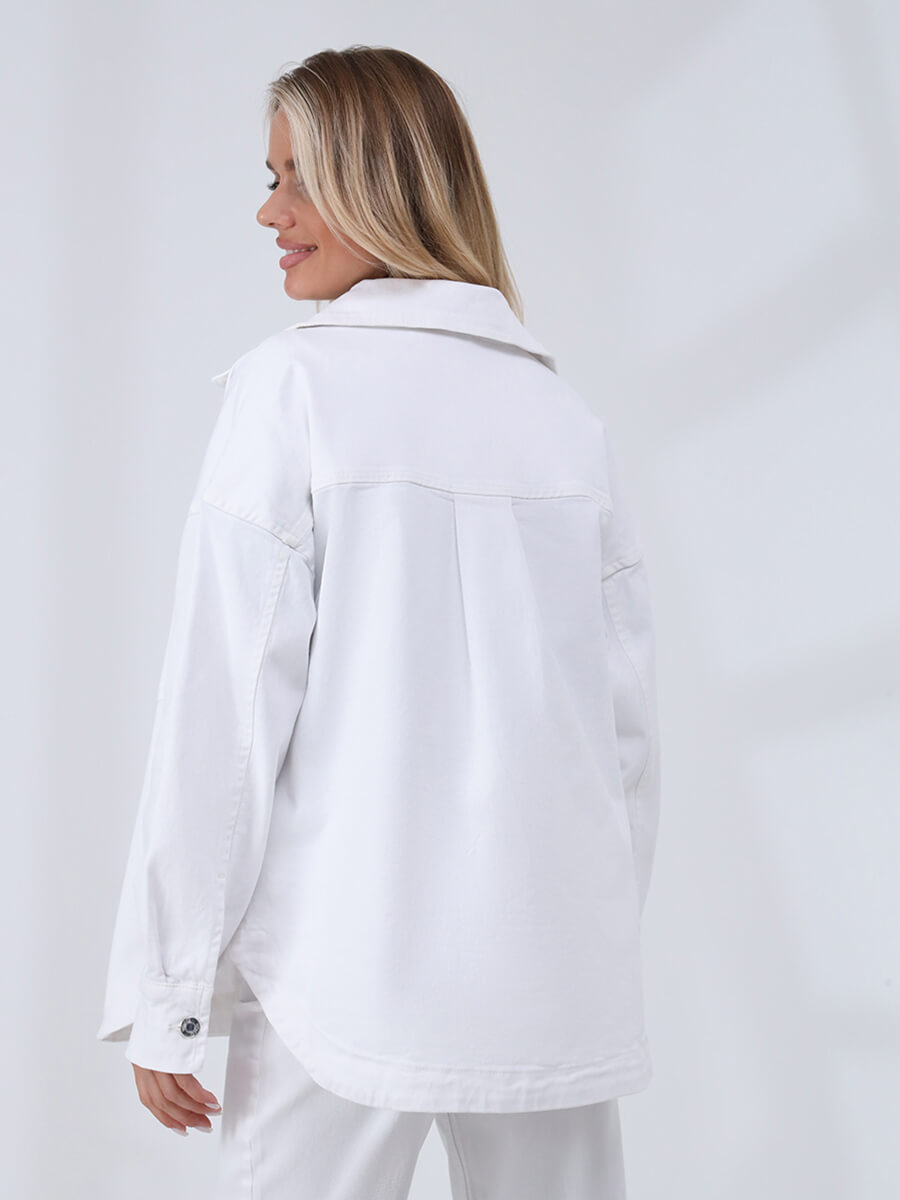 EF04-02-1 Куртка женская белый+98% хлопок, 2% лайкра