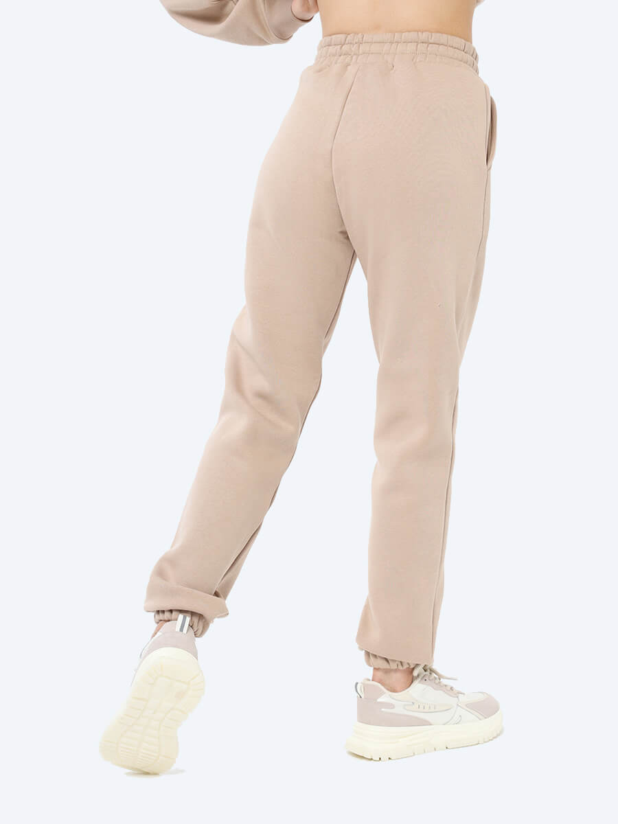EF8510-08 Комплект (джемпер с капюшоном+брюки+жилет) женский бежевый+70% хлопок, 30% полиэстер