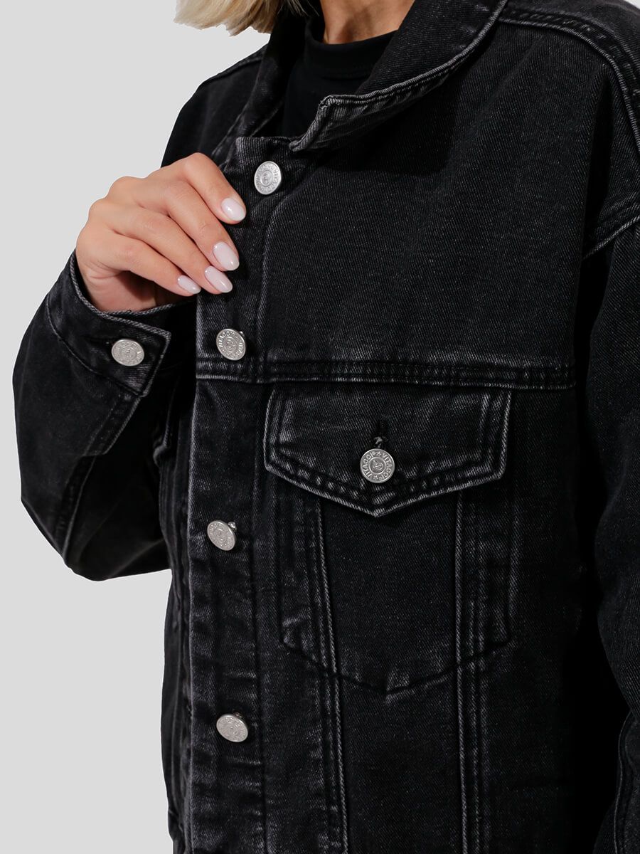 JE5089-1 Куртка джинсовая женский графитовый+86% хлопок, 10% вискоза, 4% полиэстер