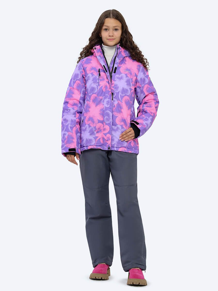 SE23001-16 Костюм детский (куртка+комбинезон) для девочек фиолетовый+100% полиэстер