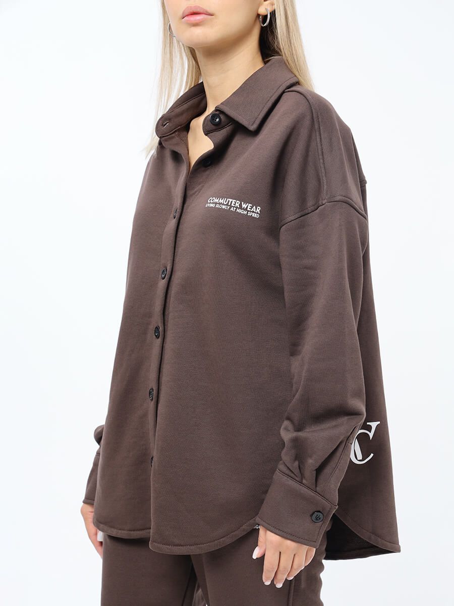 EF8526-04 Комплект (рубашка+брюки) женский коричневый+70% хлопок, 30% полиэстер