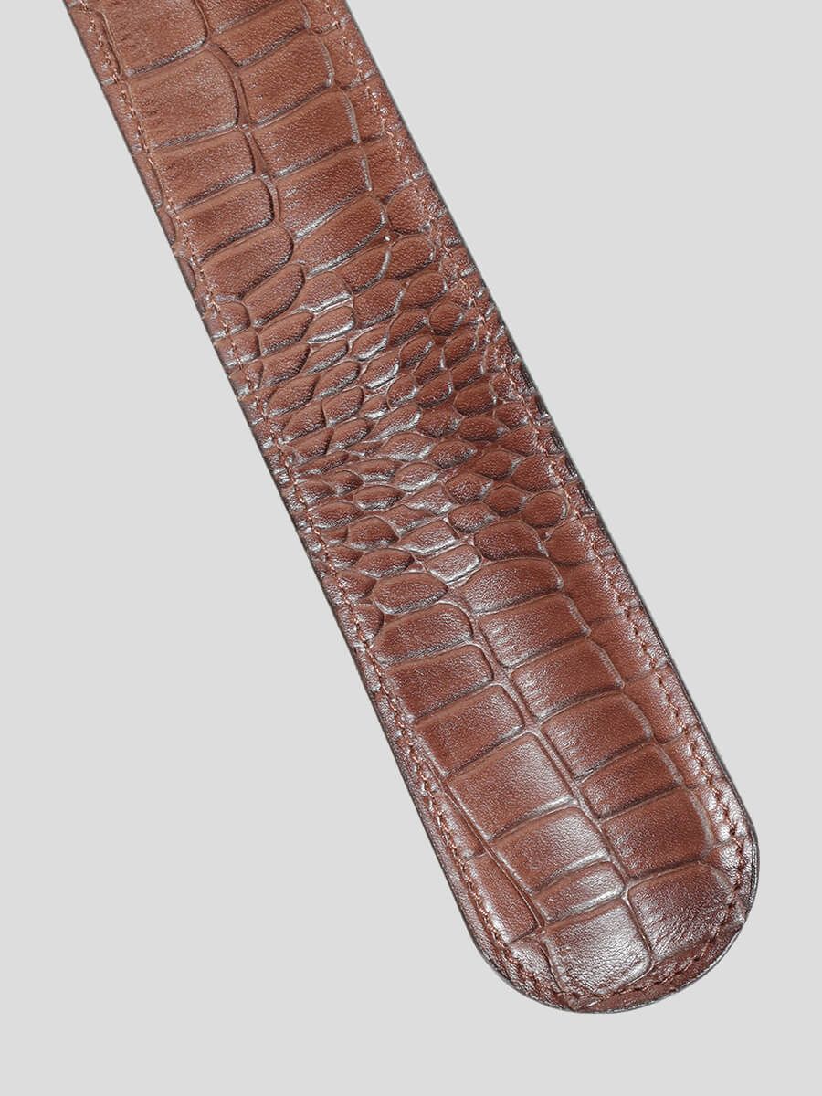 BNC03-SH Рожок для обуви коричневый (крокодил)+натуральная кожа
