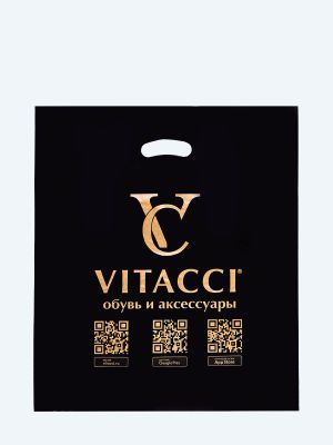 Пакет VITACCI с ВР 45+2*5*54 см, 70 мкм, ПВД, черный, боковые фальцы