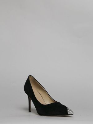 1852163-1 Туфли женский черный+натуральный велюр