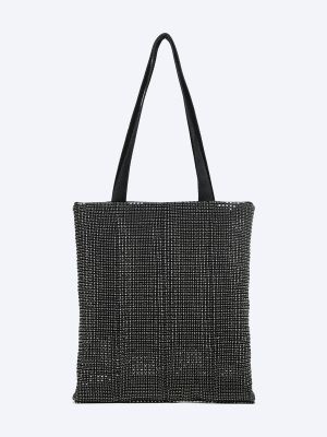C1152-01 Клатч женский черный+текстиль/стразы