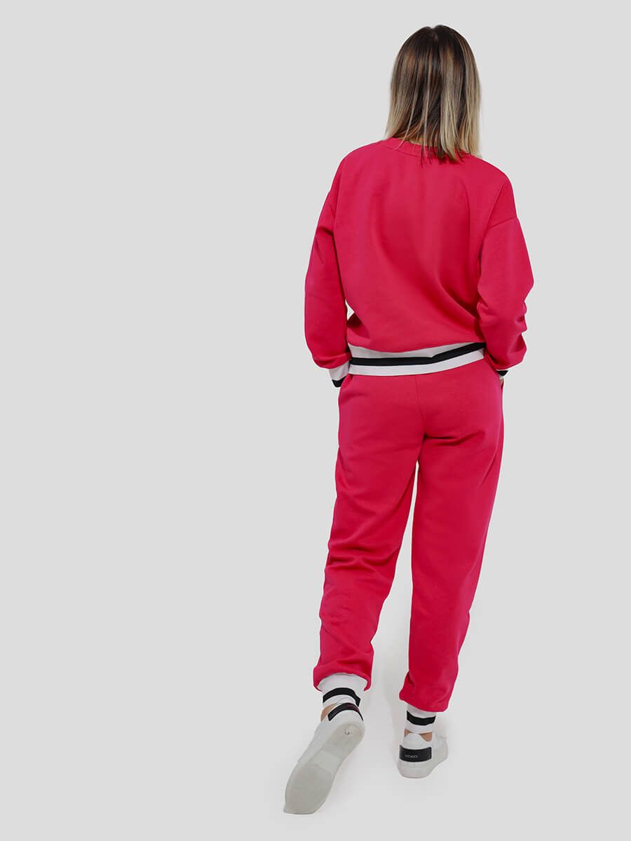 SP142-15 Костюм спортивный (пуловер+брюки) женский фуксия+95% хлопок, 5% эластан
