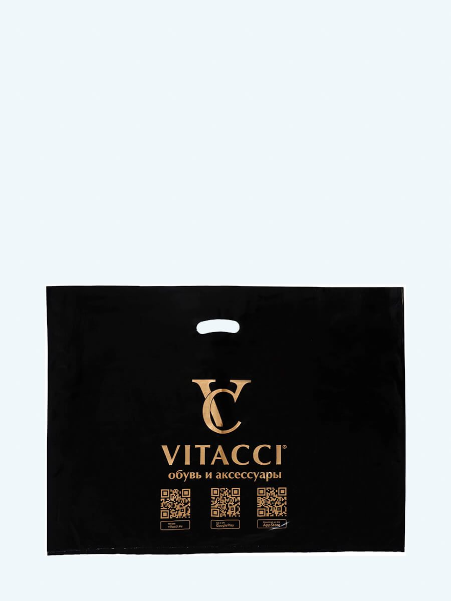 Пакет VITACCI с ВР 72+2*6*54 см, 70 мкм, ПВД, черный, боковые фальцы