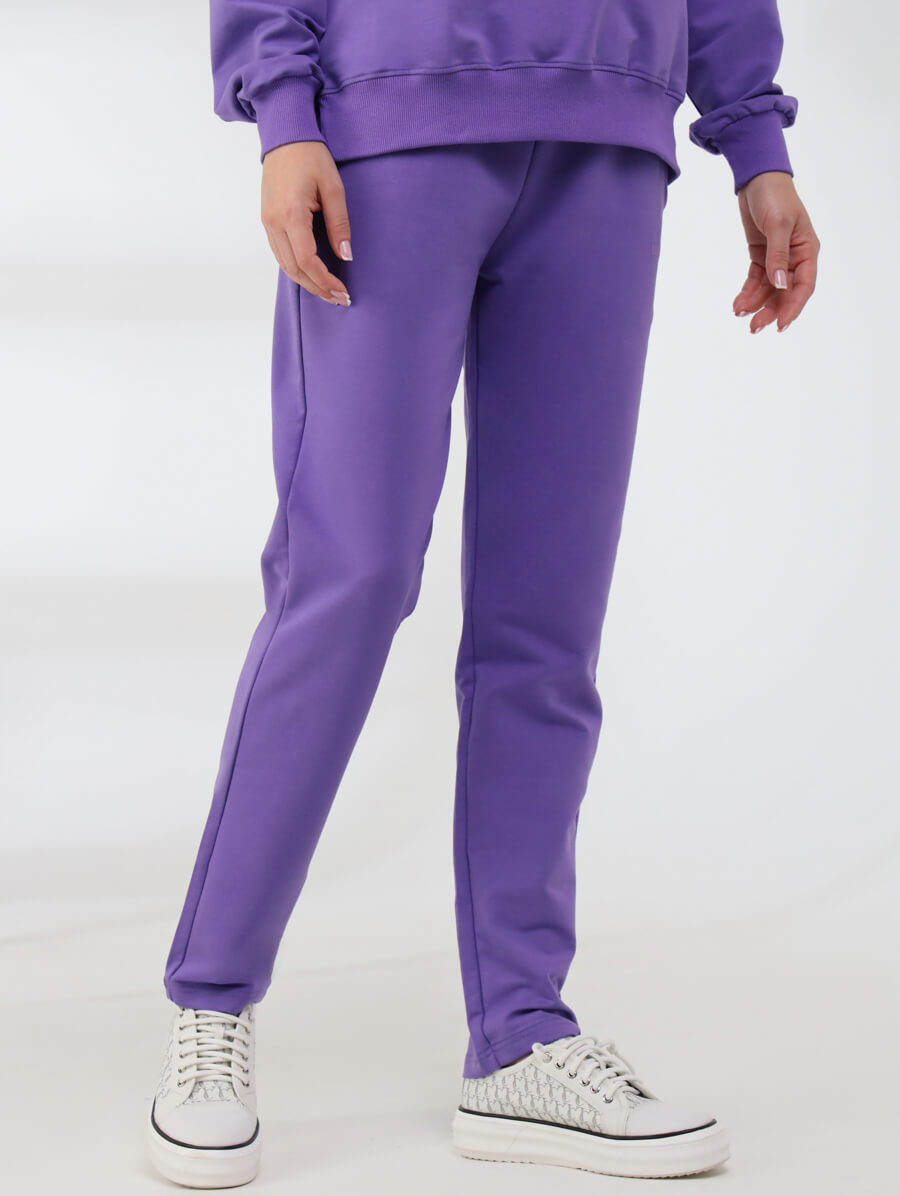 SP2206-16 Костюм спортивный (джемпер+брюки) женский фиолетовый+95% хлопок, 5% эластан