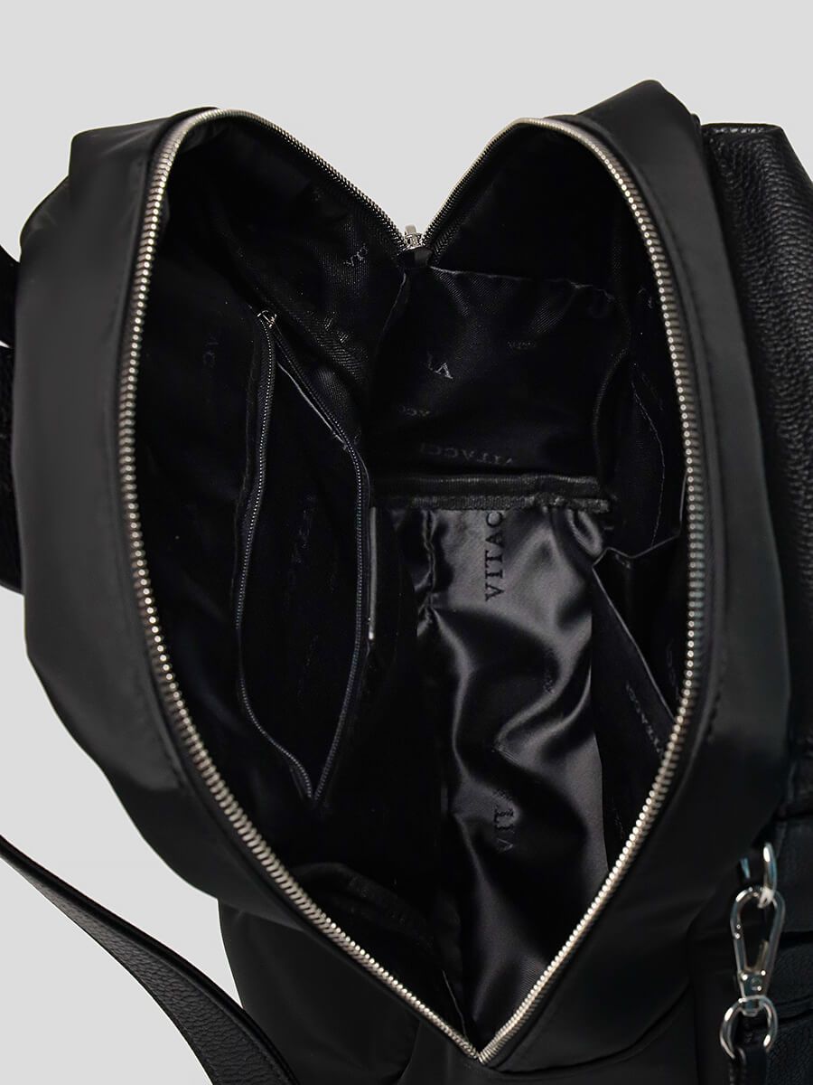 SU0259-01 Рюкзак женский черный+искусственная кожа