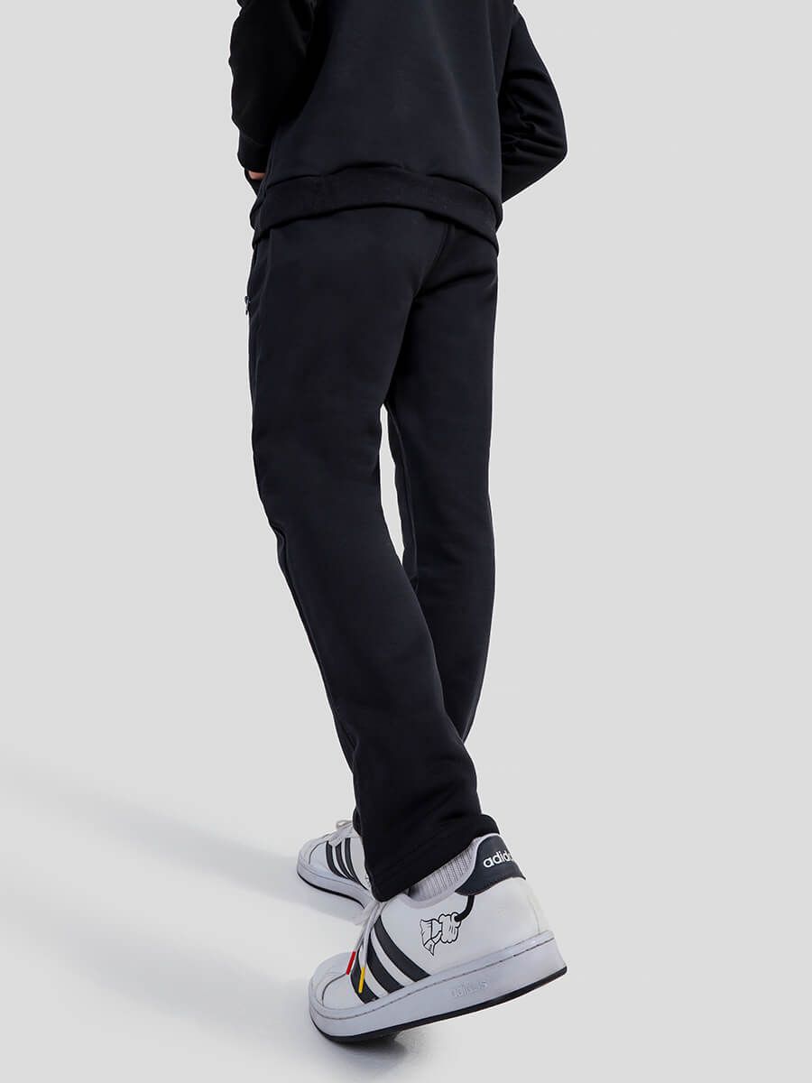 SP88010-01 Костюм спортивный (джемпер с капюшоном+брюки) мужской черный+88% хлопок, 12% полиэстер