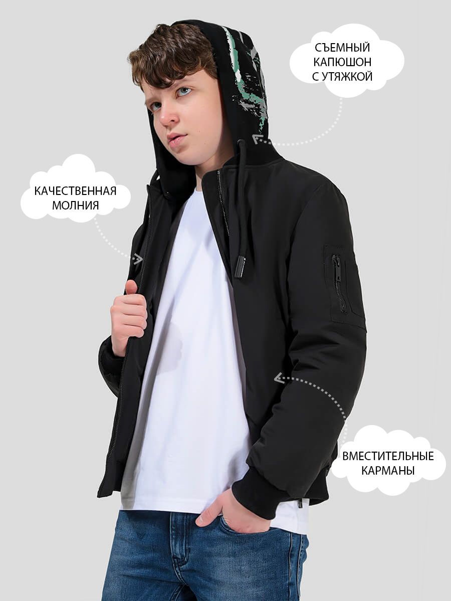 JAC315-01 Куртка для мальчиков черный+100% полиэстер