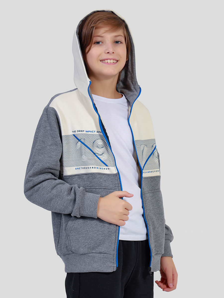 DS6475-07 Куртка спортивная для мальчиков серый+88% хлопок, 12% полиэстер