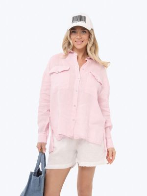 EF24016-14 Рубашка женская розовый+100% лён