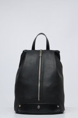 V2570L-01 Рюкзак женский черный+натуральная кожа