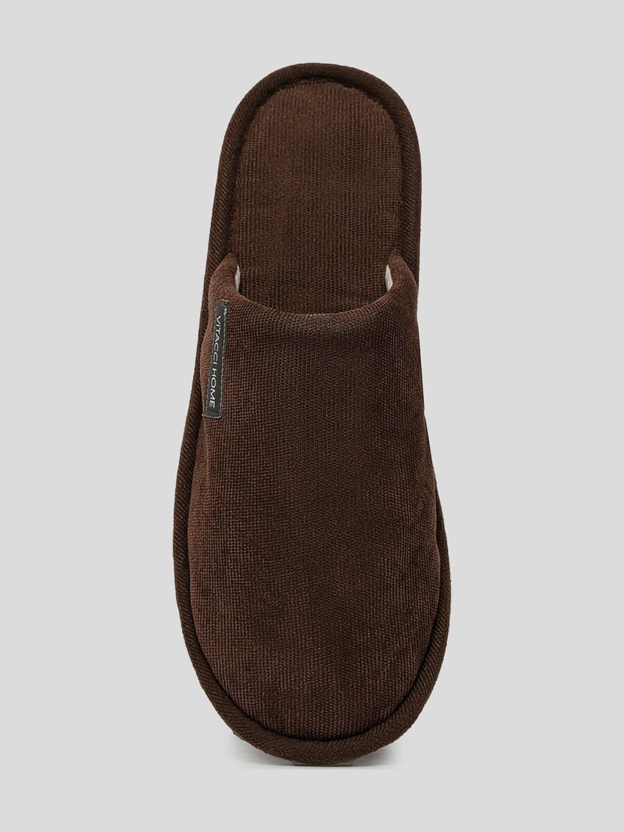 SLIP822-04 Тапочки мужской коричневый+текстиль