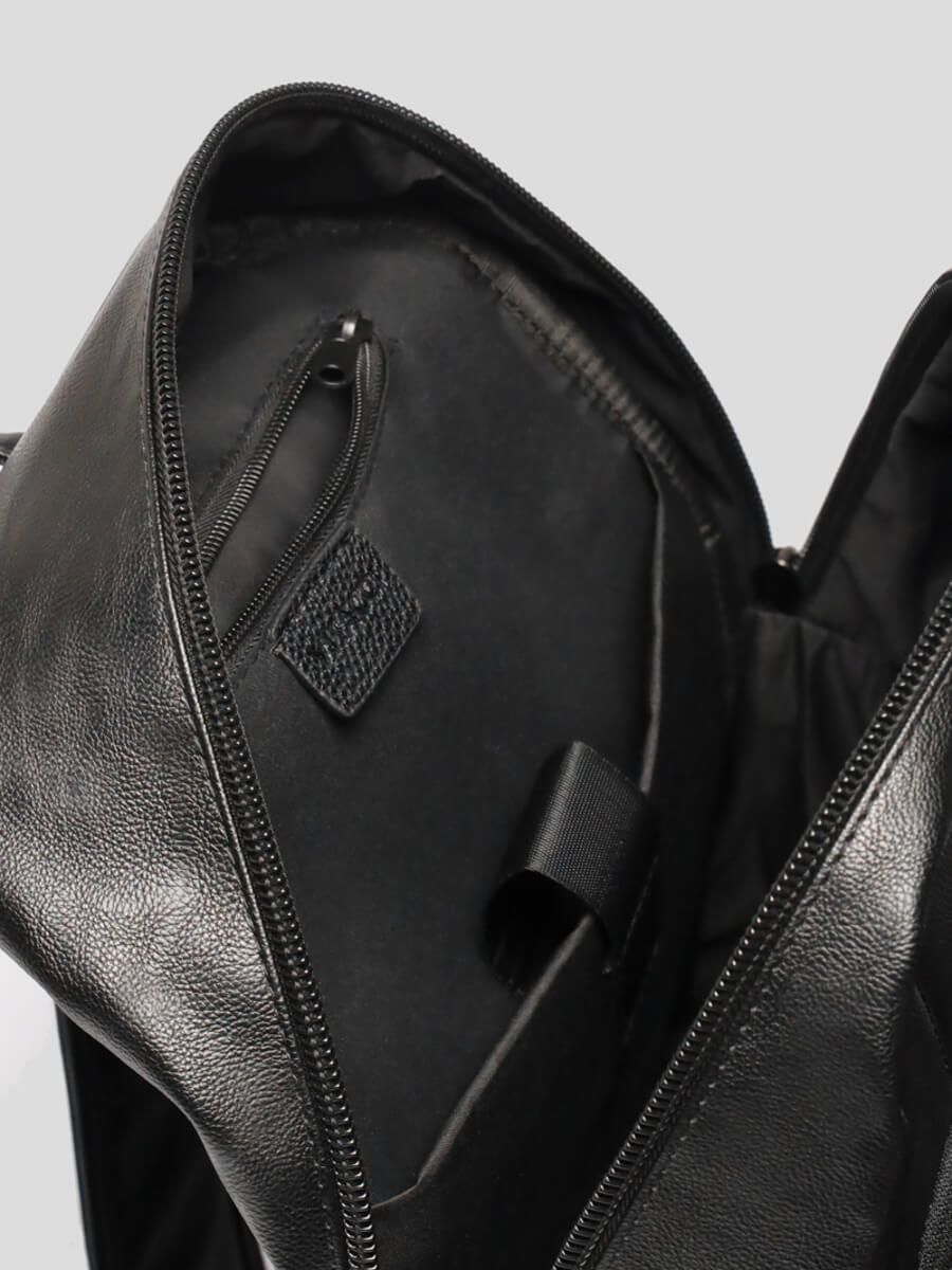 H0386-01 Рюкзак мужской черный+искусственная кожа