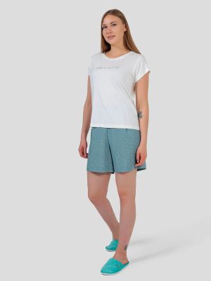 TR2331-02 Пижама (футболка+шорты) женская белый+94% вискоза, 6% эластан/98% полиэстер, 2% эластан