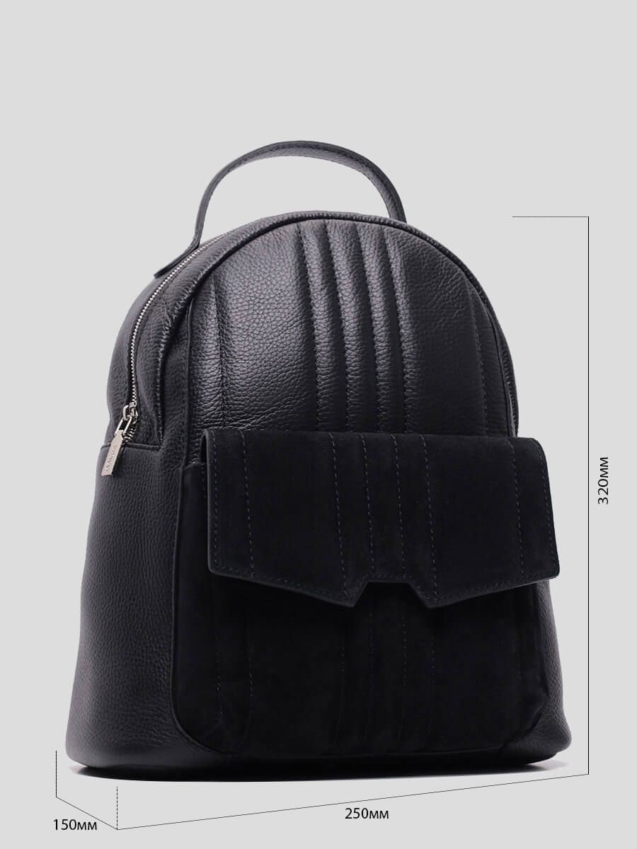 DB0211-01 Рюкзак женский черный+натуральная кожа/натуральный велюр
