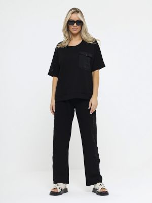 KA17662-01 Комплект (футболка+брюки) женский черный+50% полиэстер, 44% район (вискоза), 6% спандекс
