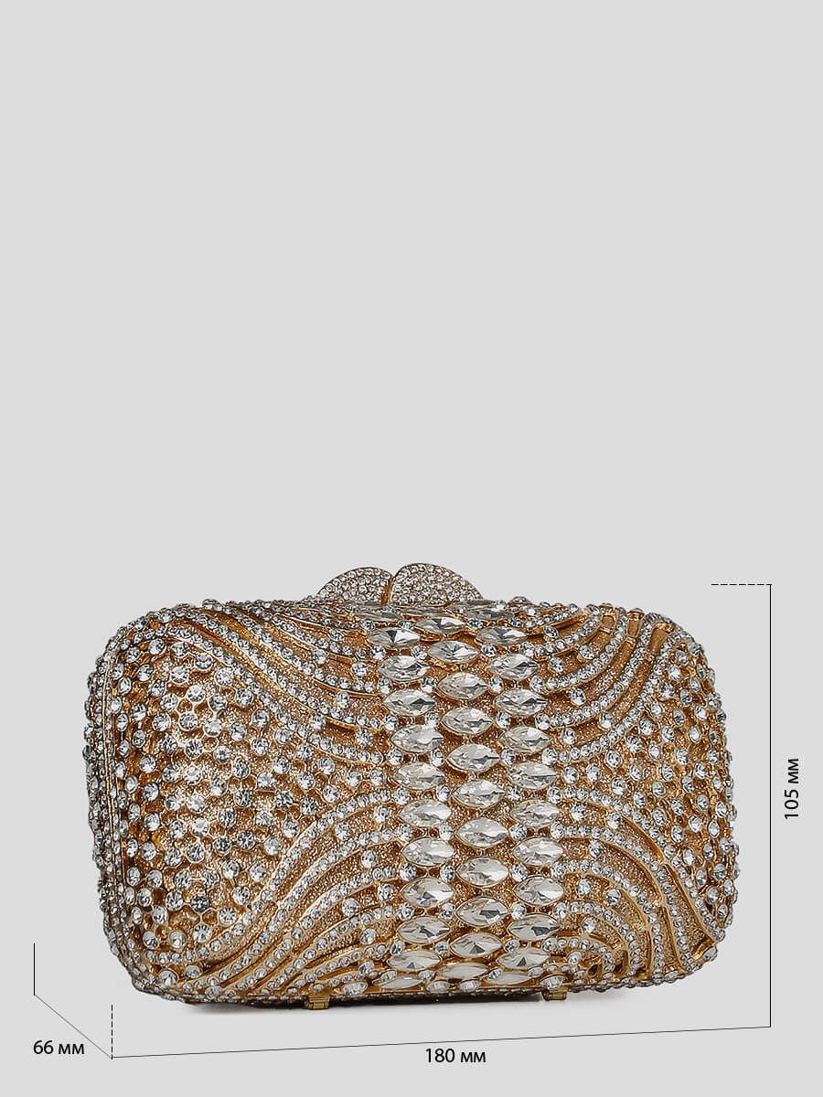 C0937-28 Клатч женский золотой+текстиль/стразы
