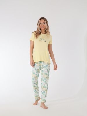 TR520-27 Пижама (футболка+брюки) женская желтый+94% вискоза, 6% эластан