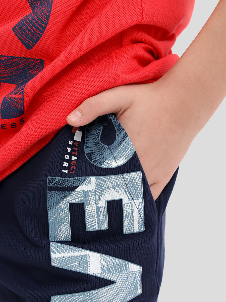 TO10943-03 Комплект спортивный (футболка+шорты) для мальчиков красный+100% хлопок/80% хлопок, 20% ПЭ