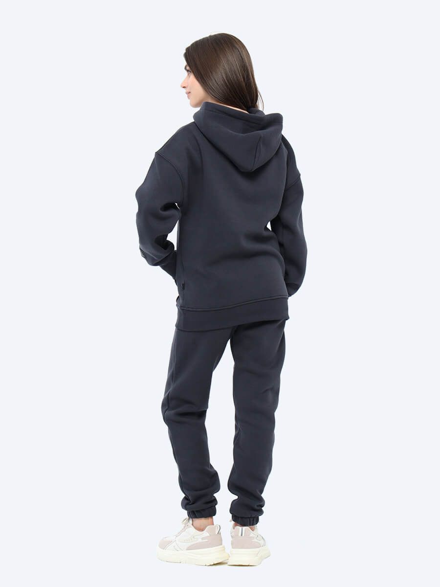 EF8516-25 Комплект (джемпер с капюшоном+брюки) женский графитовый+70% хлопок, 30% полиэстер