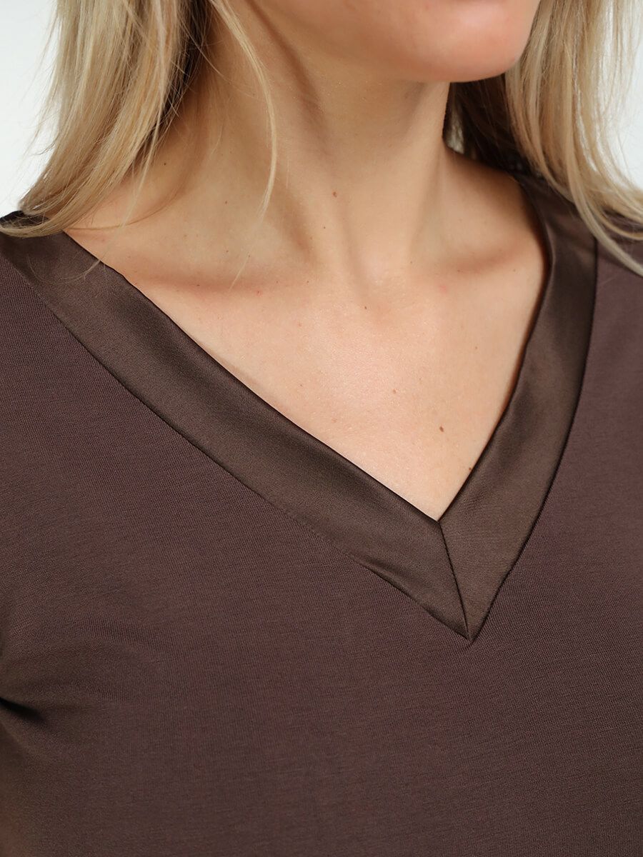 TR2346-04 Пижама (футболка+брюки) женская коричневый+94% вискоза, 6% эластан