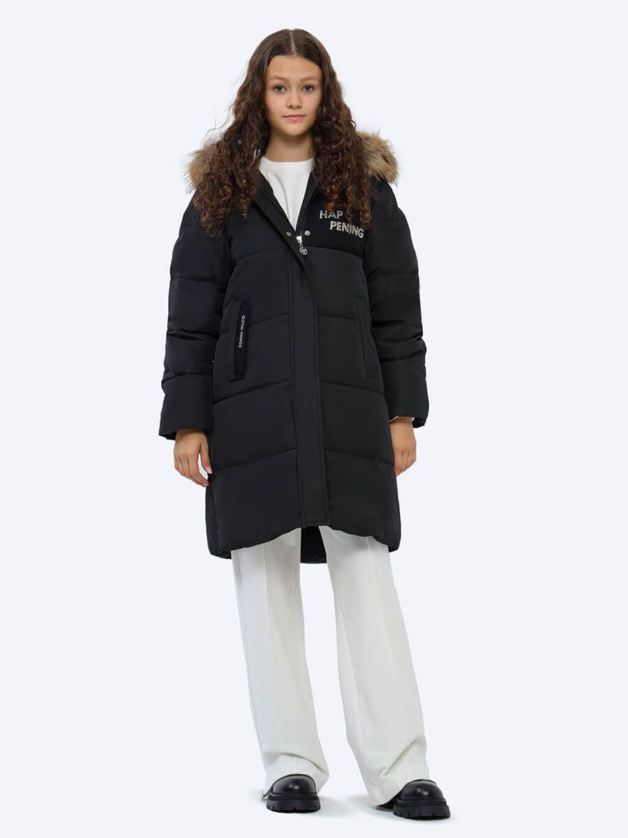 AN696-01 Куртка для девочек черный+100% полиэстер