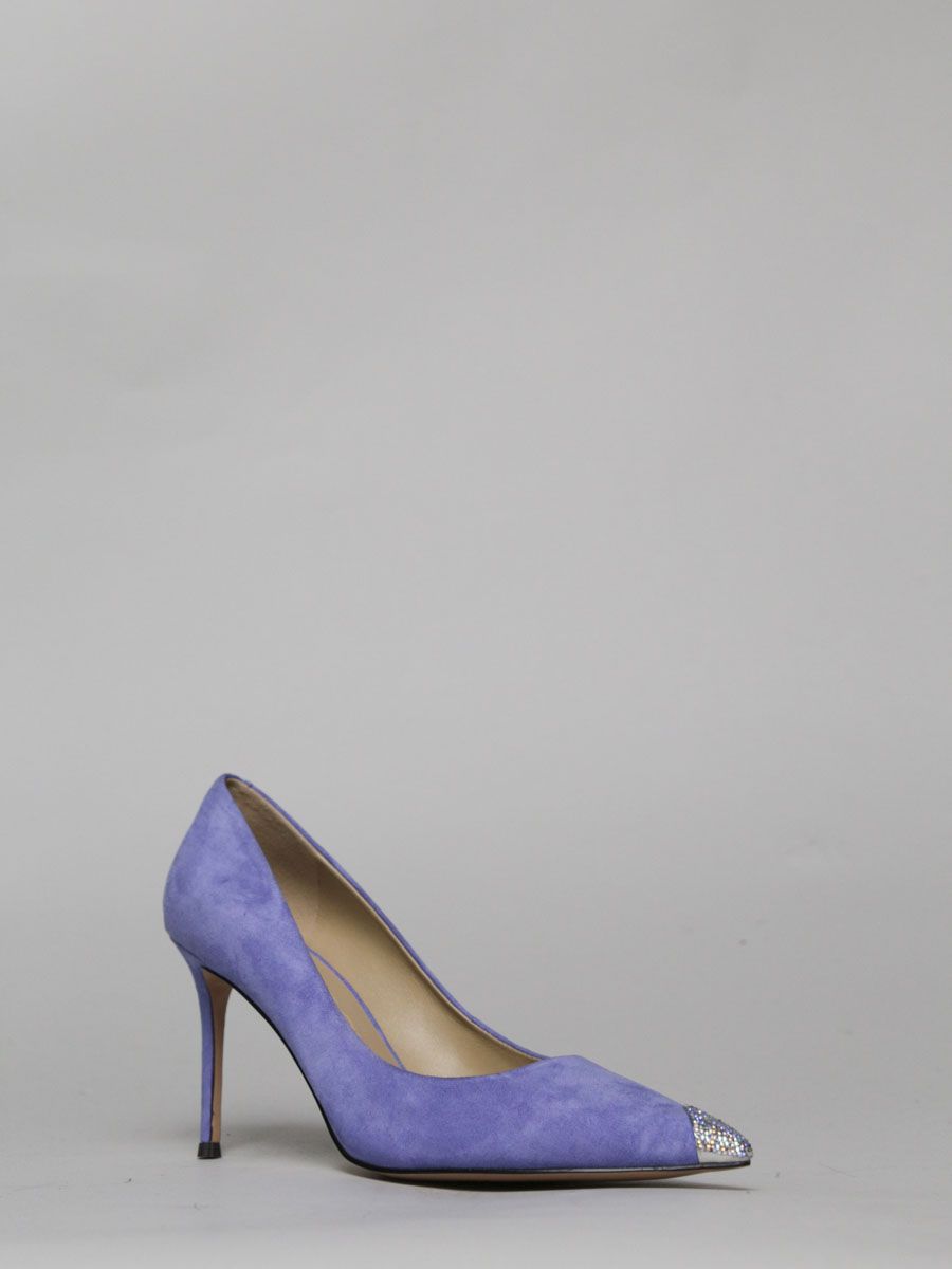1852165-1 Туфли женский фиолетовый+натуральный велюр