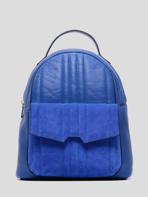 DB0211-05 Рюкзак женский синий+натуральная кожа/натуральный велюр