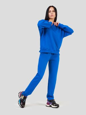 SP2206-05 Костюм спортивный (джемпер+брюки) женский синий+95% хлопок, 5% эластан
