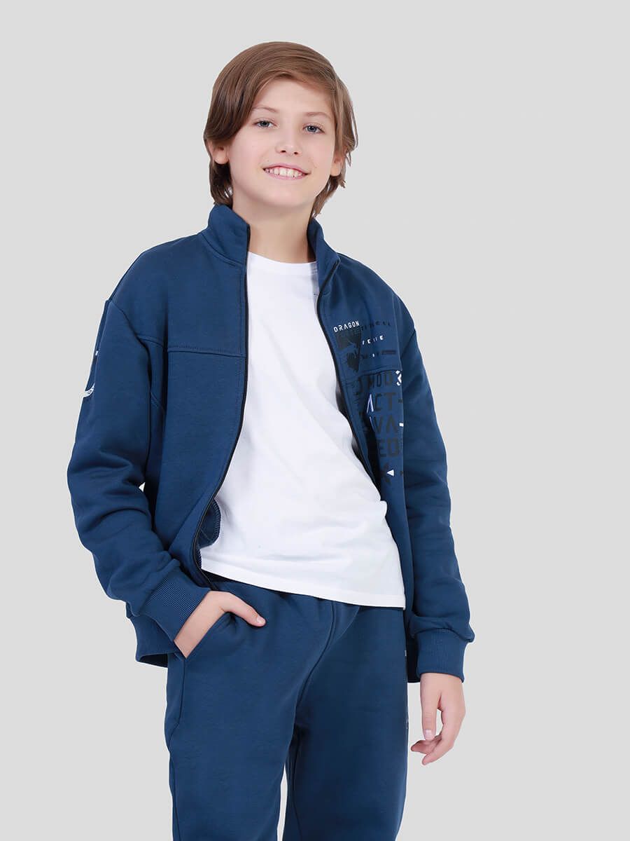 DS6363-05 Костюм спортивный (джемпер+брюки) для мальчиков синий+88% хлопок, 12% полиэстер