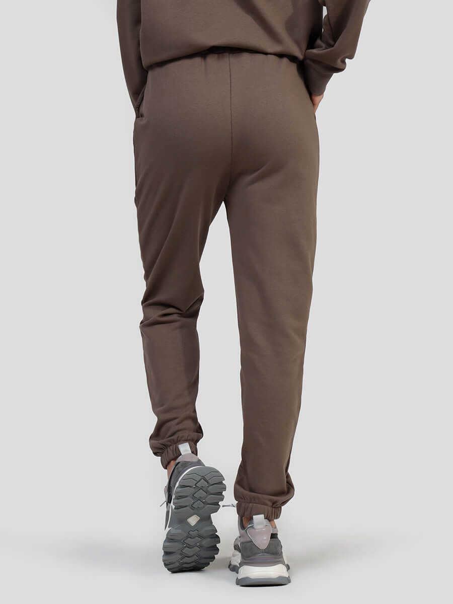 SP63114-04 Костюм спортивный (джемпер+брюки) женский коричневый+80% хлопок, 20% полиэстер