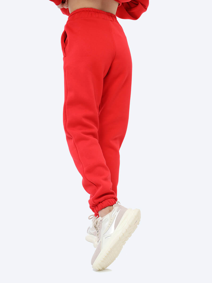 EF8516-03 Комплект (джемпер с капюшоном+брюки) женский красный+70% хлопок, 30% полиэстер