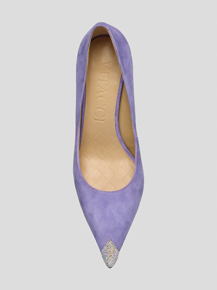 1852165 Туфли женский фиолетовый+натуральный велюр