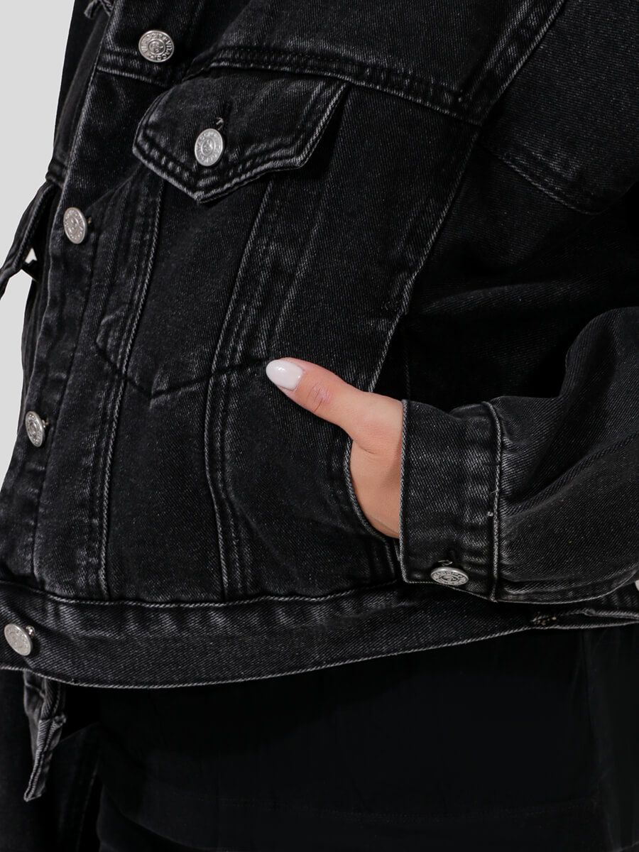 JE5089-1 Куртка джинсовая женский графитовый+86% хлопок, 10% вискоза, 4% полиэстер