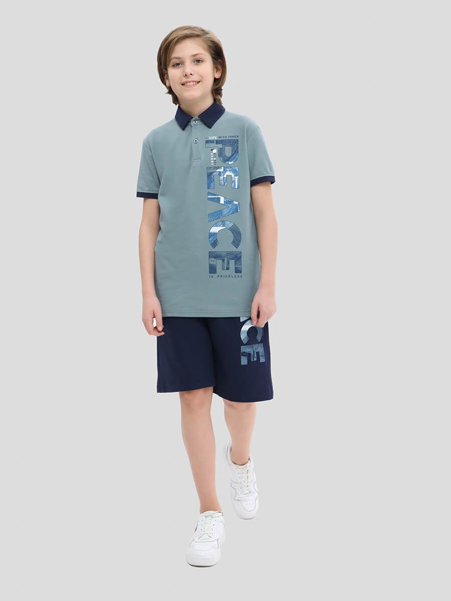TO10943-10 Комплект спортивный (футболка+шорты) для мальчиков голубой+100% хлопок/80% хлопок, 20% ПЭ