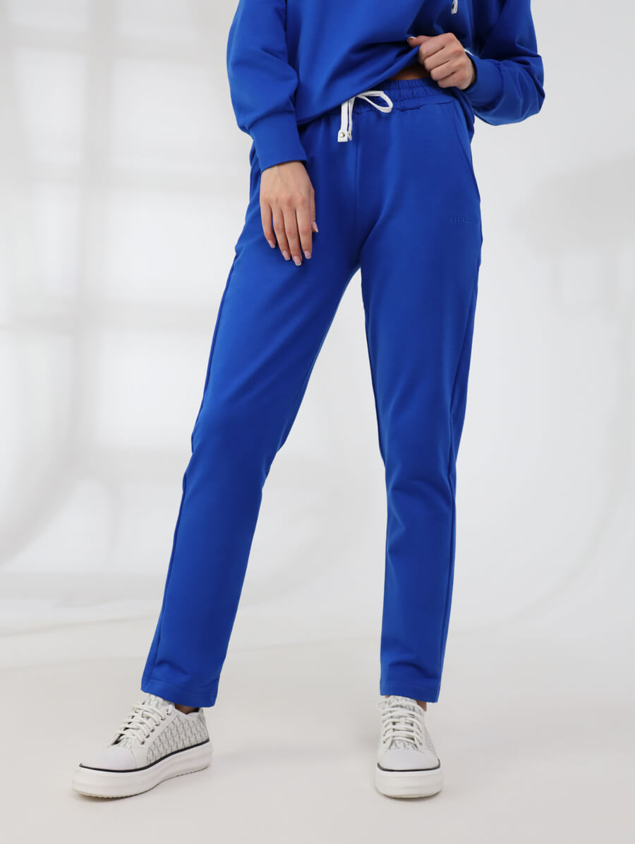 SPH2206-05 Костюм спортивный (джемпер с капюшоном+брюки) женский синий+95% хлопок, 5% эластан