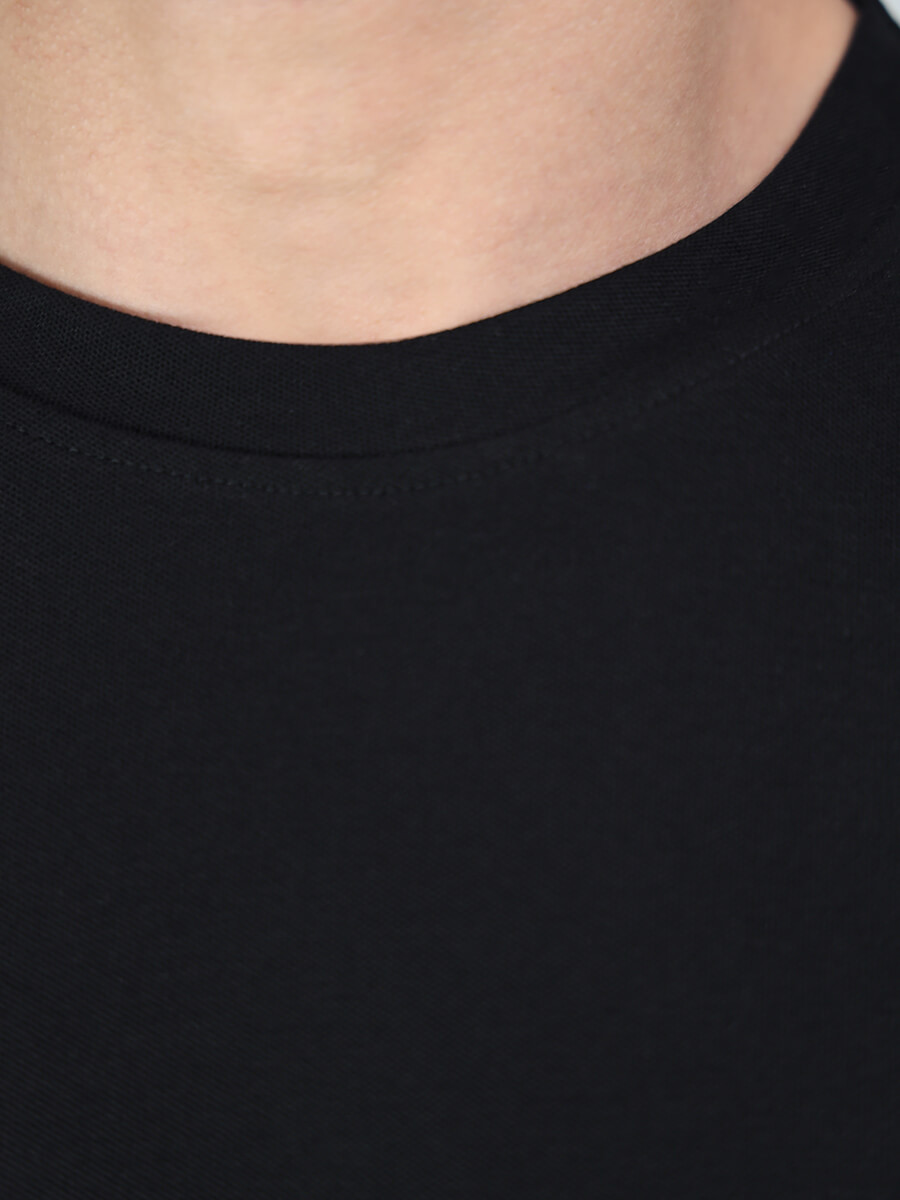 SP85164-01 Костюм спортивный (футболка+шорты) мужской черный+80% хлопок, 20% полиэстер