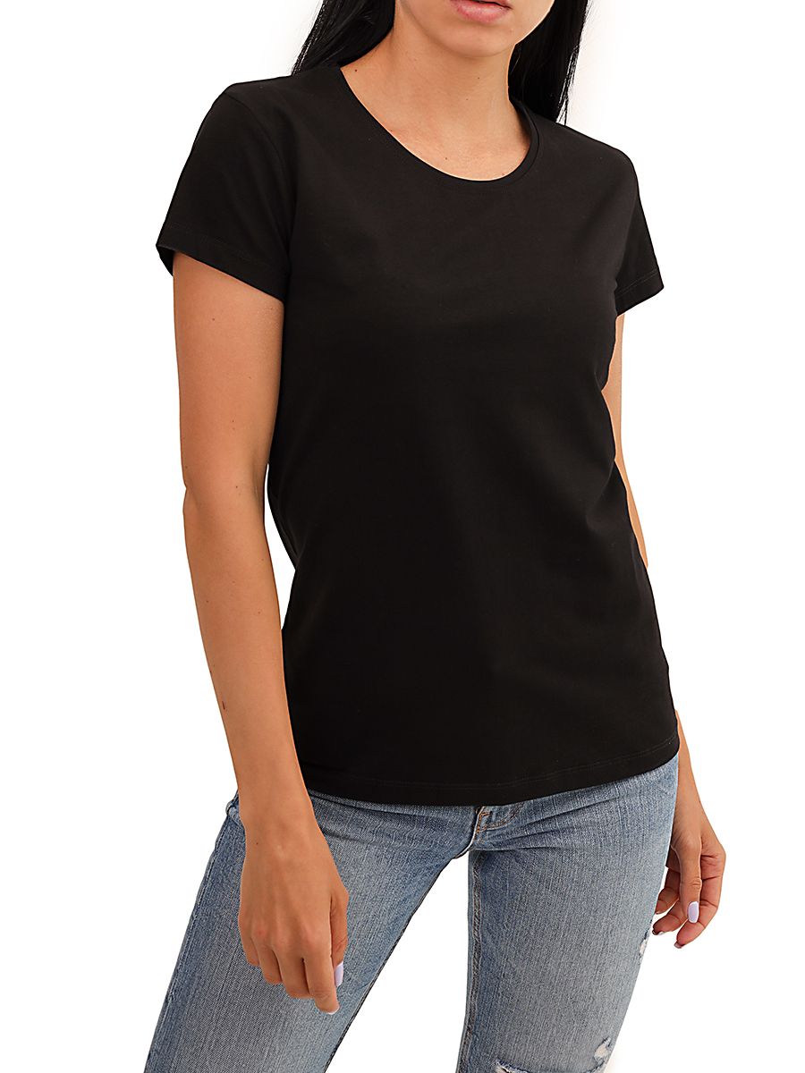TSWVP001 Комплект футболок женских (2 шт.) черный, белый+95% хлопок, 5% спандекс