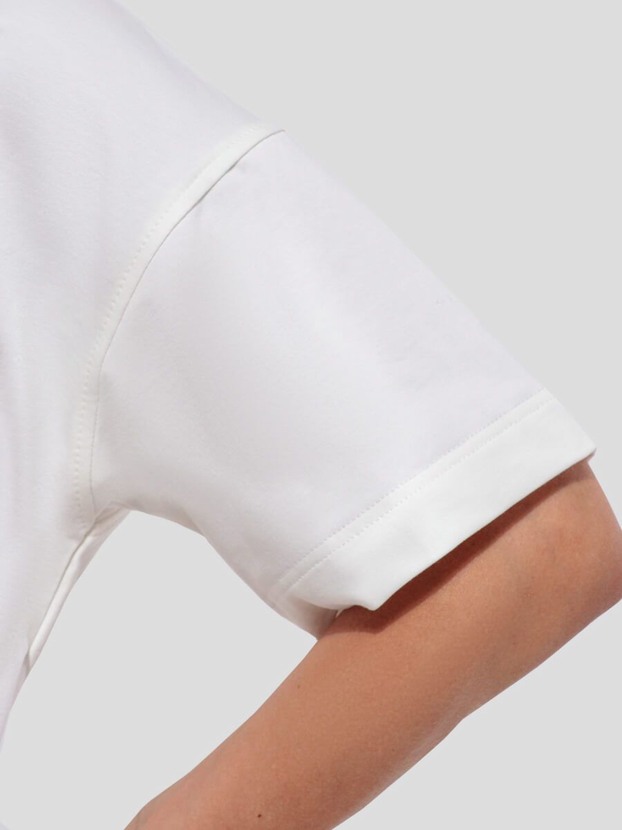 SP888-9 Костюм спортивный (футболка+шорты) женский белый+95% хлопок, 5% эластан
