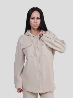 SP7900-08 Рубашка (блузон) трикотажная с капюшоном женский бежевый+80% хлопок, 20% полиэстер