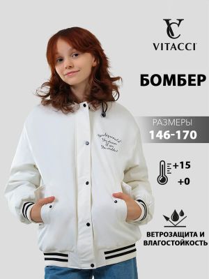 JAC643-02 Куртка для девочек белый+100% полиэстер